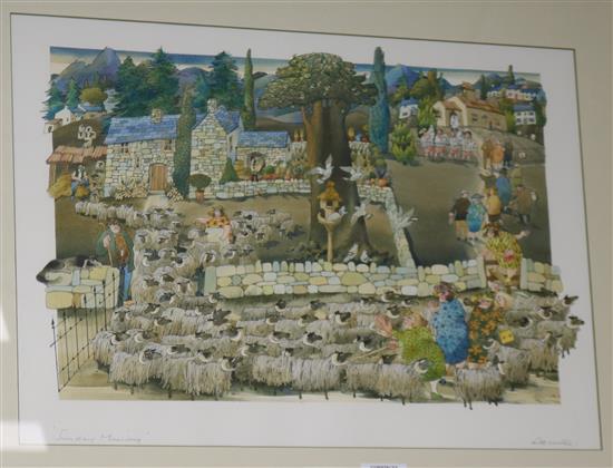 C.J. Archer, watercolour, Sunday Morning, signed in pencil, 36 x 51cm